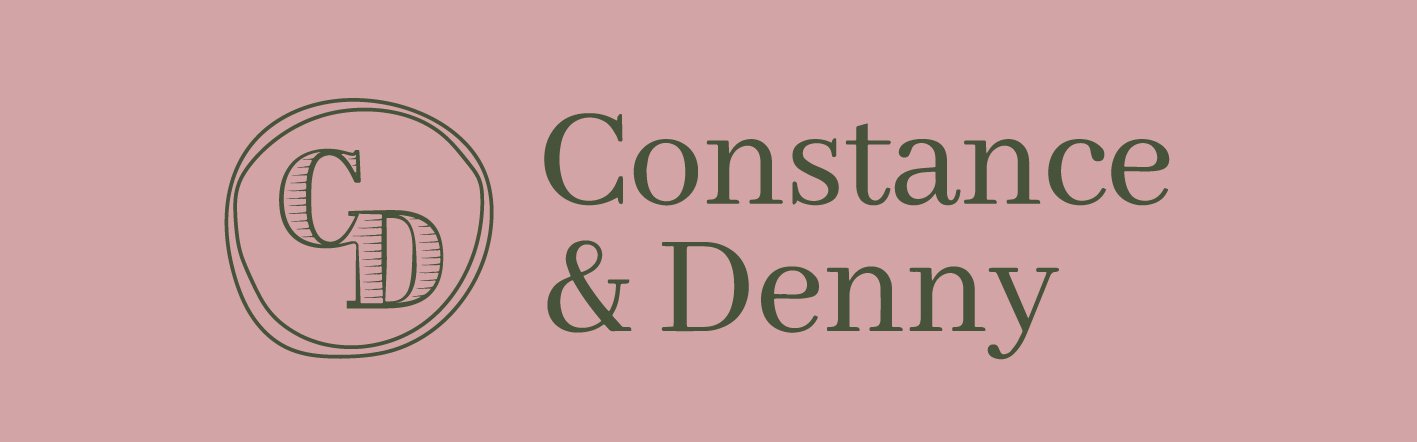 Constance and Denny logo board