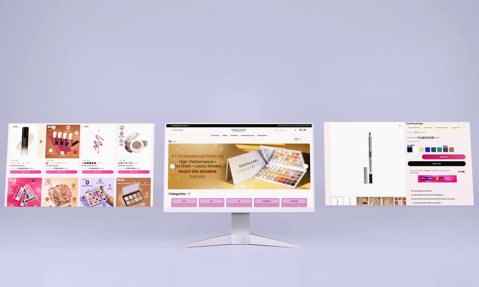 Shopaarel beauty store screens