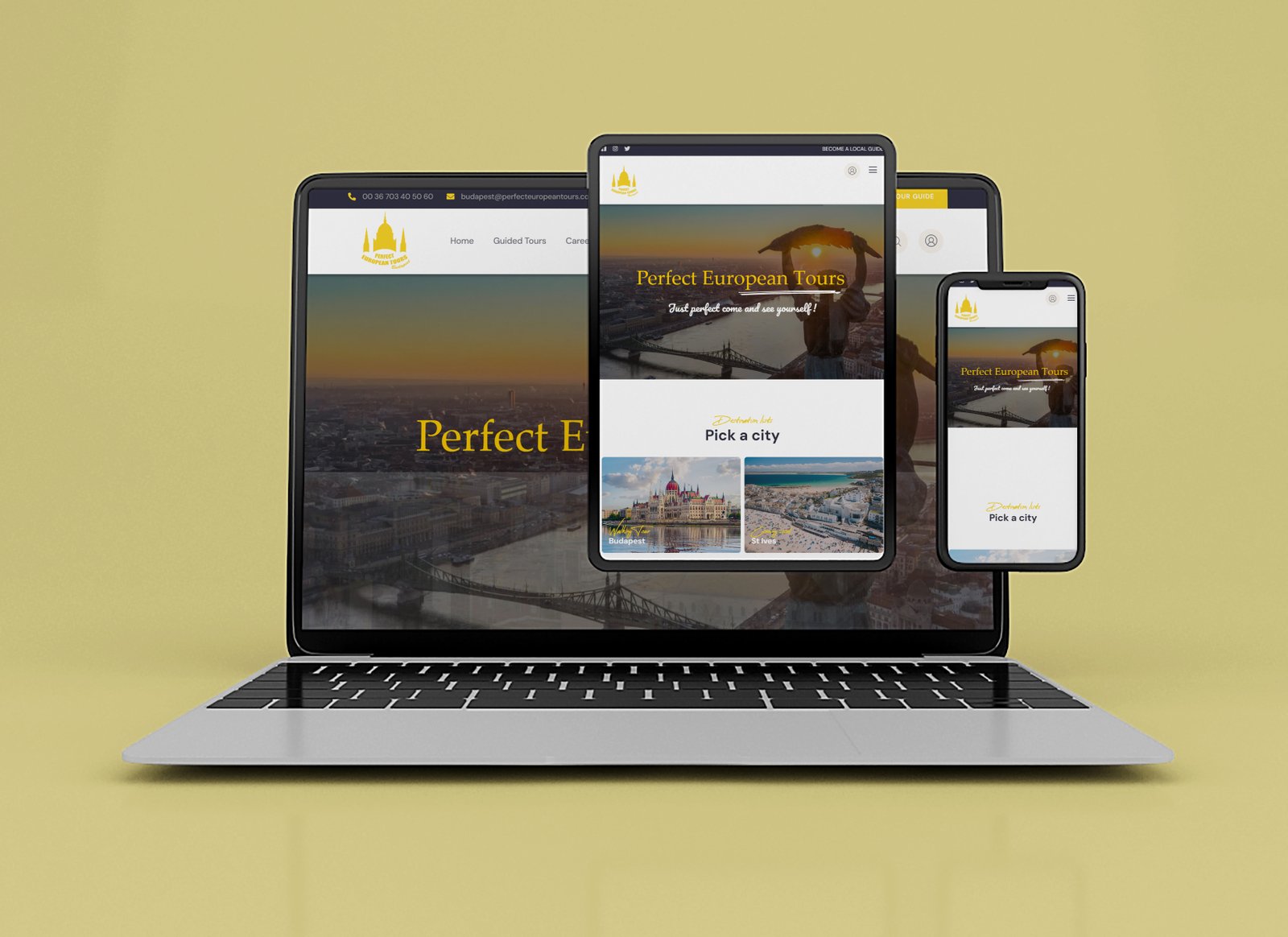 Perfect European Tours on laptop, tablet and phone