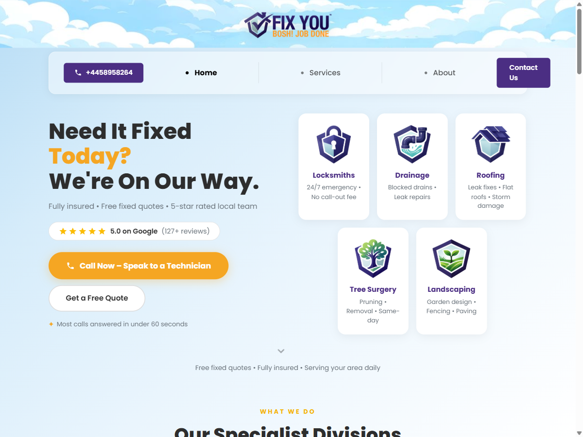 Fix You landing page